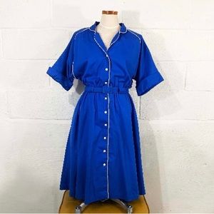 Royal Blue Vintage Dress w/Pockets M-L